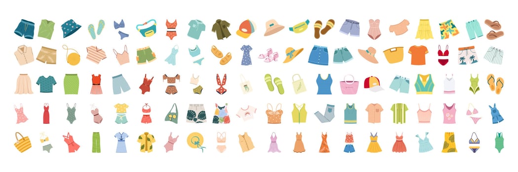 Colorful summer clothing assortment vector