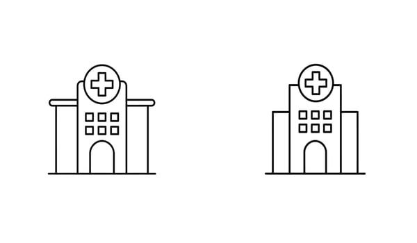 Two buildings with a clock on top of them vector