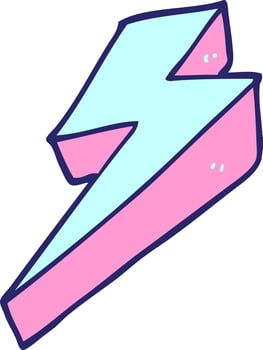A pink and blue lightning bolt with a white background vector