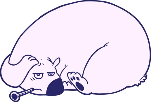 A cartoon polar bear laying down with a pipe in its mouth vector