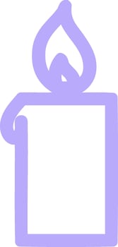 A purple candle with a flame in the middle vector