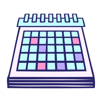 A calendar icon with a square on top png