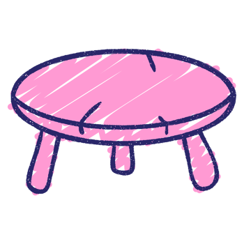 A pink table with a wooden base png
