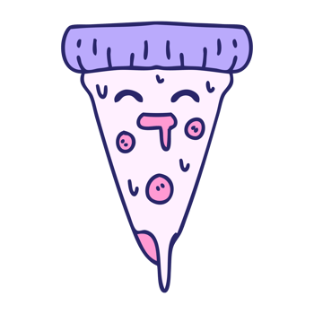 A slice of pizza with a face on it png