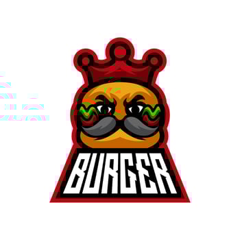 Cartoon burger with crown and mustache vector