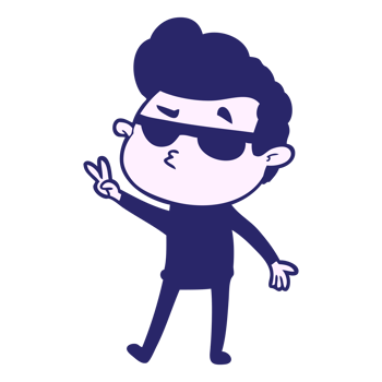 A cartoon man with sunglasses and a peace sign png