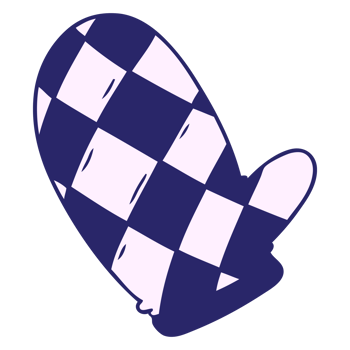 A blue and white checkered mitten png