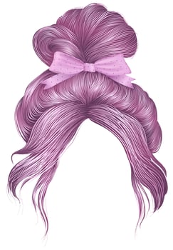 Pink hairstyle with a large bow vector