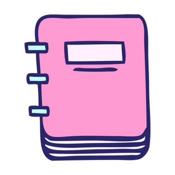 A pink notebook with a white page png