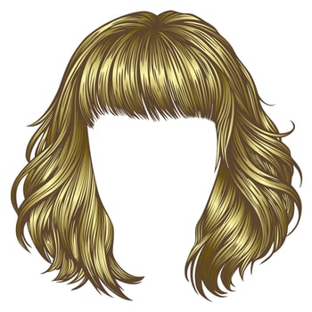 Wavy hair illustration with bangs vector