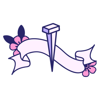 traditional tattoo with banner of iron nail in bright neon color png