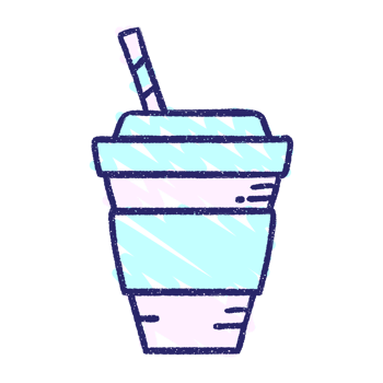 Iced Coffee Chalk Drawing in bright neon color png