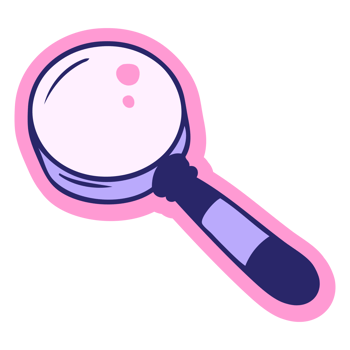 hand drawn sticker cartoon doodle of a magnifying glass in bright neon color png