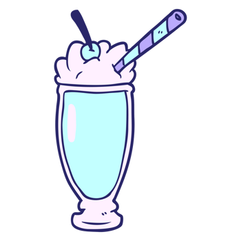 Milkshake with a straw and a cherry png