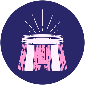 A pink and white striped boxer shorts with a sunburst png