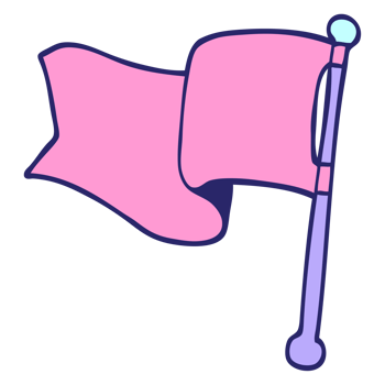 A pink flag with a blue pole png