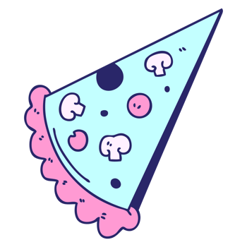 A slice of pizza with mushrooms and other toppings png