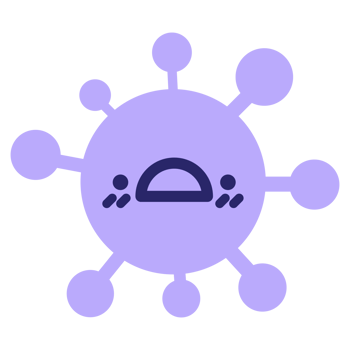 A purple virus with circles around it png