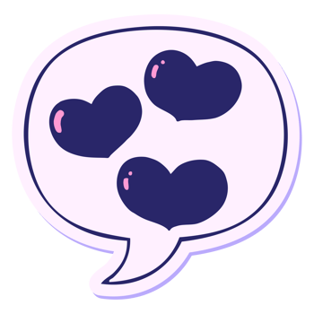 A sticker with three hearts in a speech bubble png
