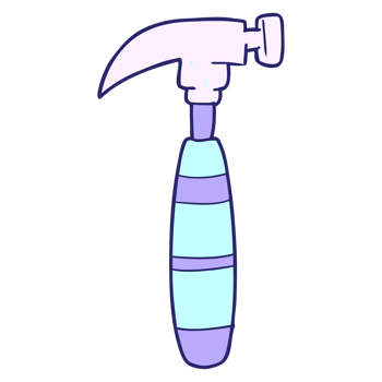 A blue and purple hammer with a handle png