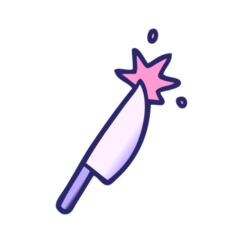 A knife with a pink star on it png