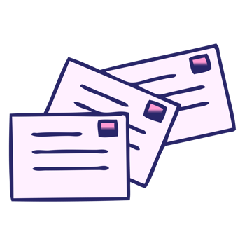 Two mail envelopes with a purple line on the top png