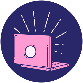 icon of a tattoo style laptop computer in bright neon color png