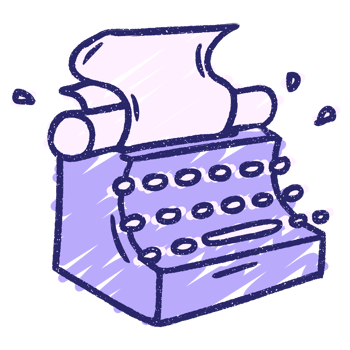 Type Writer Chalk Drawing in bright neon color png