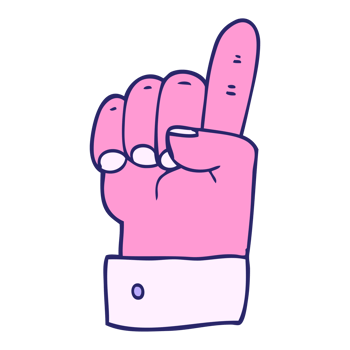 A pink hand with a finger up in the air png