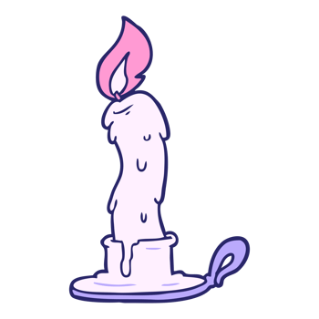 A candle with a pink flame on it png