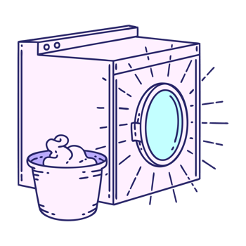 A washing machine with a bucket of laundry png