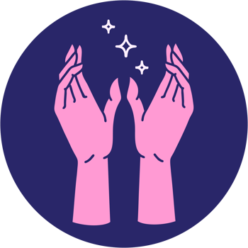 Two hands with stars in the middle of them png