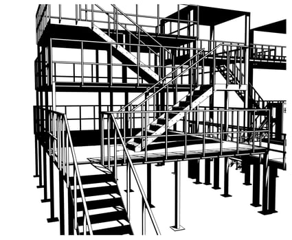 Industrial production metal stairs platforms and equipments vector