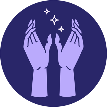 Two hands with stars in the background png