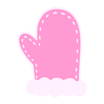 A pink mitten with a white border png