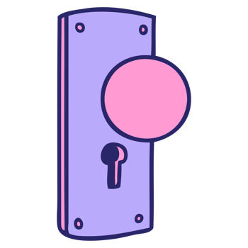 A purple door with a keyhole and a pink ball png