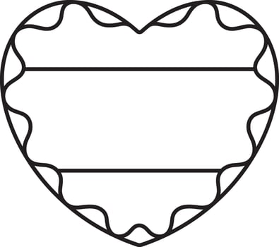gingerbread in the shape of a heart with a striped pattern, tricolor template, Oktoberfest, simple black and white icon on an isolated background vector