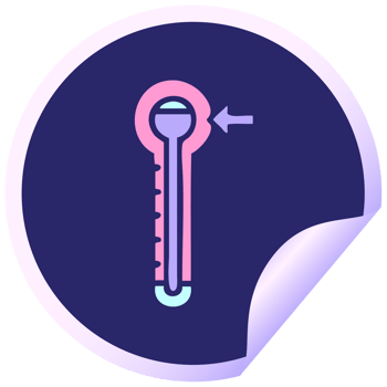 A thermometer with a blue arrow pointing to it png