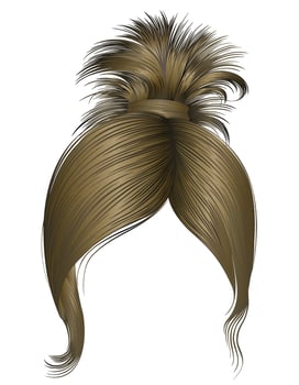 trendy women hairs blond colour .high tail . fashion beauty style vector