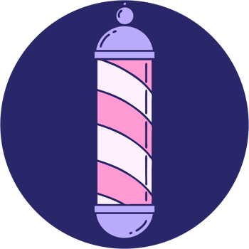 A barber pole with a pink and white striped barber pole png