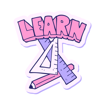 Learn sticker with a ruler and pencil png