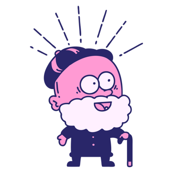 A cartoon man with a beard and a cane png