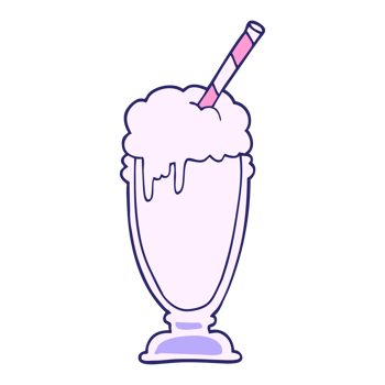 Milkshake with a straw and a pink stripe png