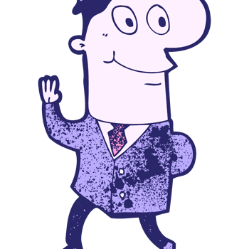 Cartoon man waving with hand up png