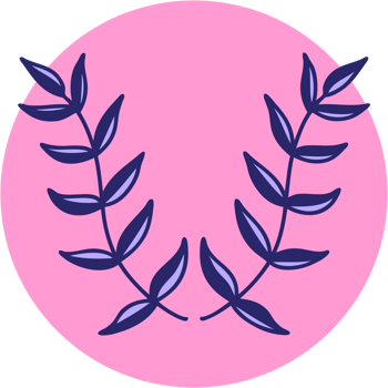 A purple laurel wreath on a pink circle png