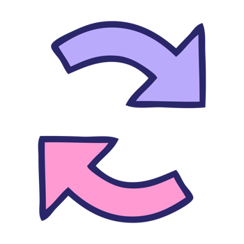 A purple and pink arrow pointing in opposite directions png
