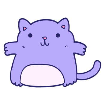 Purple cat with a big smile on its face png