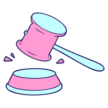 A pink and blue hammer and a pink bowl png