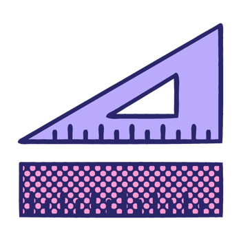 A ruler and a triangle with a dot pattern png