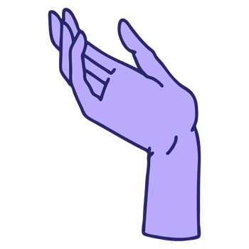A purple hand with a finger up in the air png